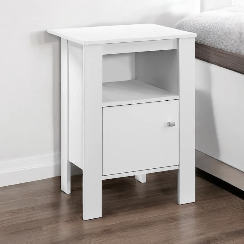 Contemporary 24" Wood Rectangular End Table with Shelf and Cabinet Modern Living Room Nightstand - 17.25"L x 14"W x 24.25"H