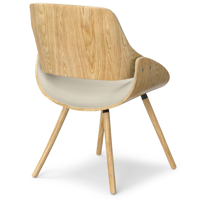 WYNDENHALL Malone Mid Century Modern Bentwood Dining Chair with Light Wood in Polyester linen - 22.8" D x 20.9" W x 30.9"H