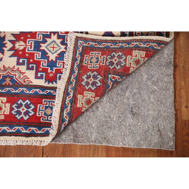 Beige Traditional Kazak Accent Rug Hand-Knotted Wool Carpet - 2'9" x 4'0"