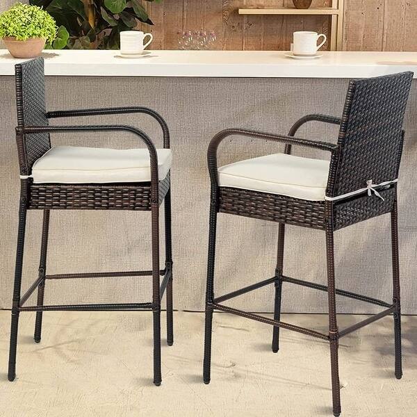 Outdoor Rattan Bar Stools Set of 2 N/A On Sale Bed Bath & Beyond