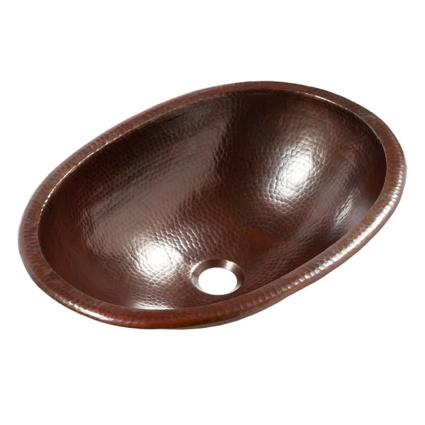SimplyCopper 19" Dragonfly Oval Copper Drop-In Bathroom Sink - Hand-Hammered Rio Grande Finish