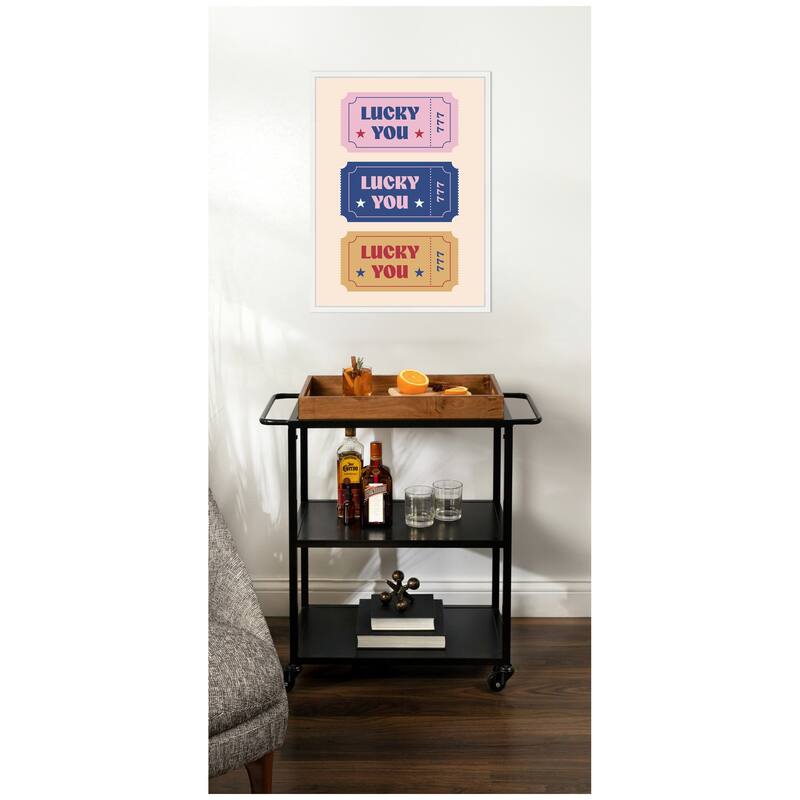 Kate and Laurel LuckyYouTicket by Rachel Lee 3 Birdies Studio Framed Canvas Wall Art Print
