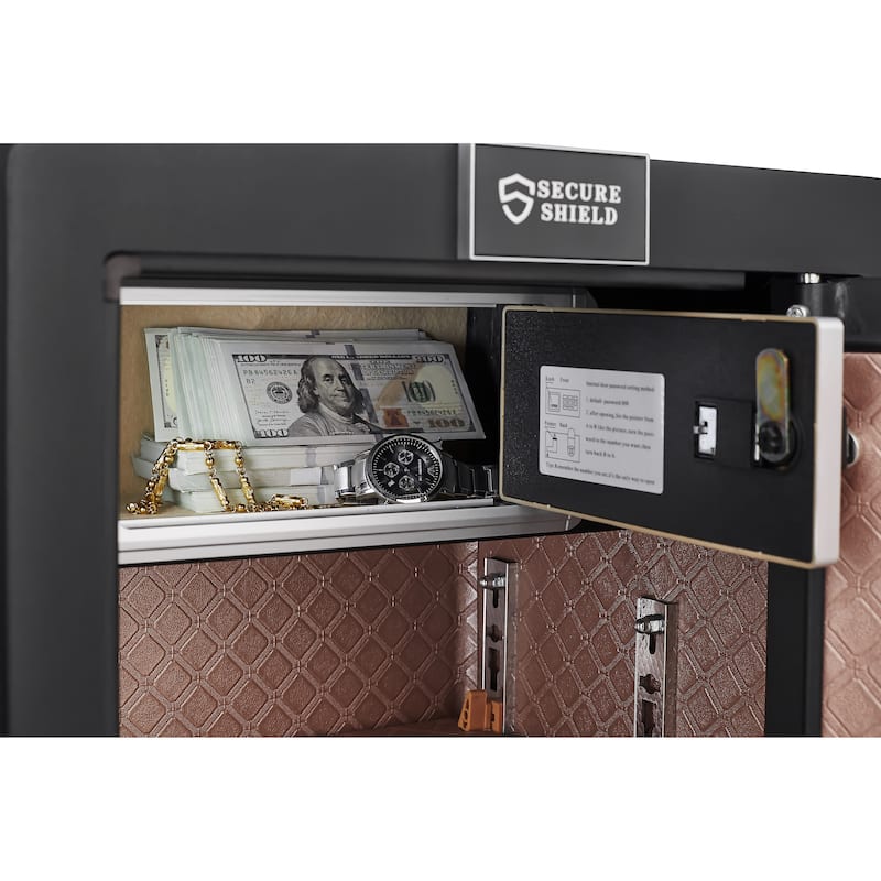 Safe Box with Biometric Recognition, Built-in Removable And Flexible Compartment Partition, Dual Protection