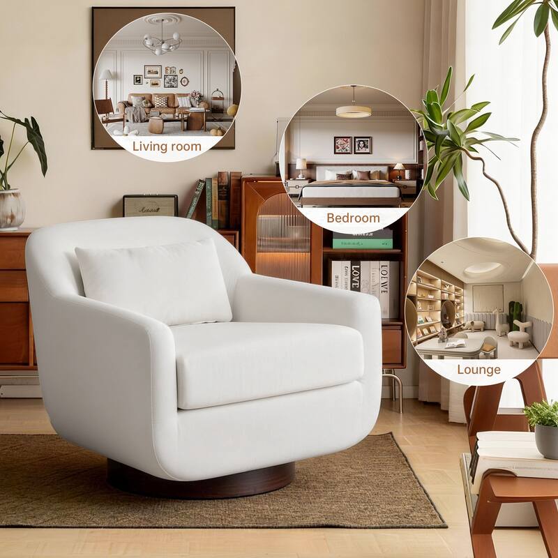 2 Set Modern Chenille Swivel Accent Chairs