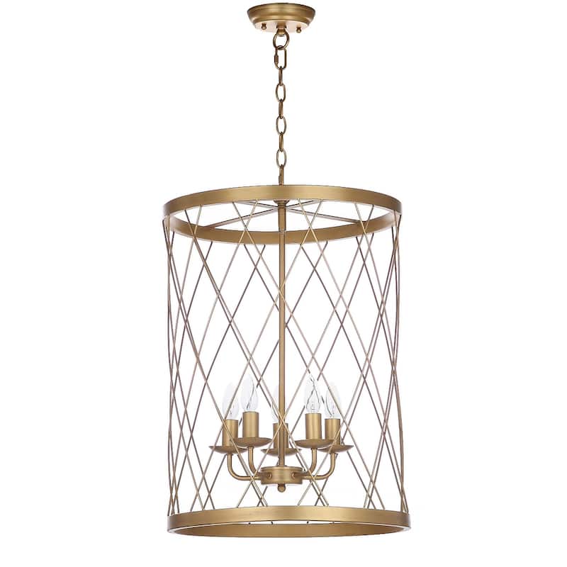 SAFAVIEH Lighting Fatima Adjustable 5-Light Gold Pendant - 18"x18"x29-101" - 18Wx18Dx101H