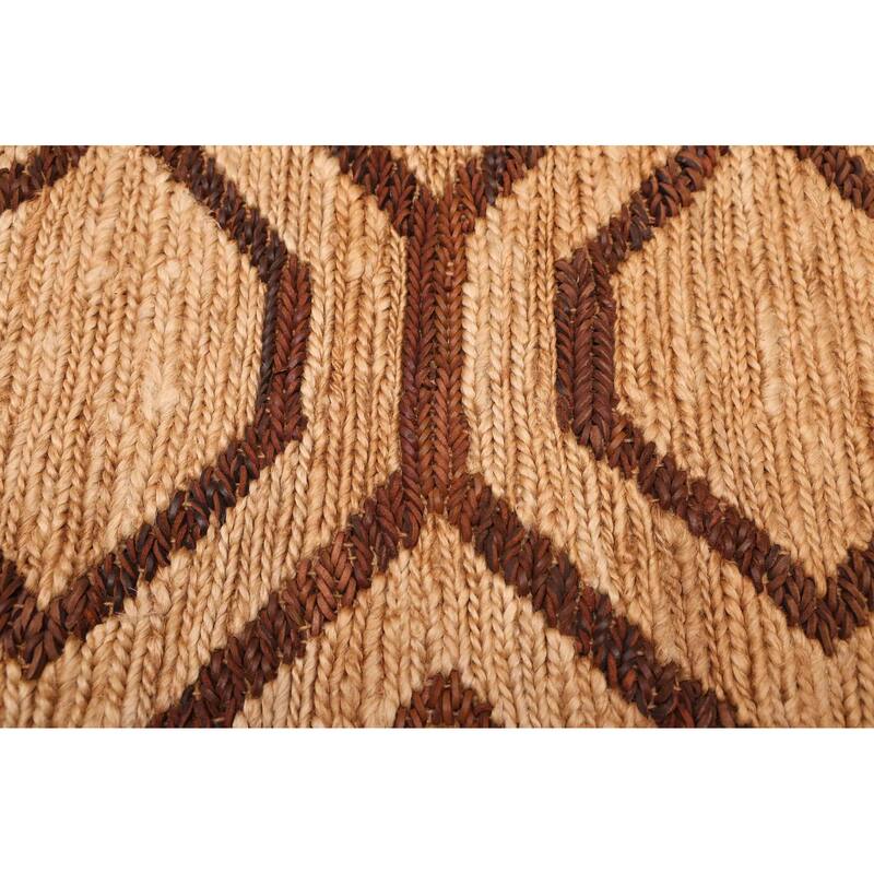 ECARPETGALLERY Braided Weave Palas Denizli Tan Hemp, Jute, Leather Rug - 5'2 x 7'6