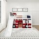 preview thumbnail 2 of 15, Twin Over Twin Low Bunk Bed with Slide & Firetruck Curtain