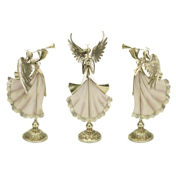 Set of 3 Royal Symphony Trumpeting Angel Holiday Christmas Table Top Decorations