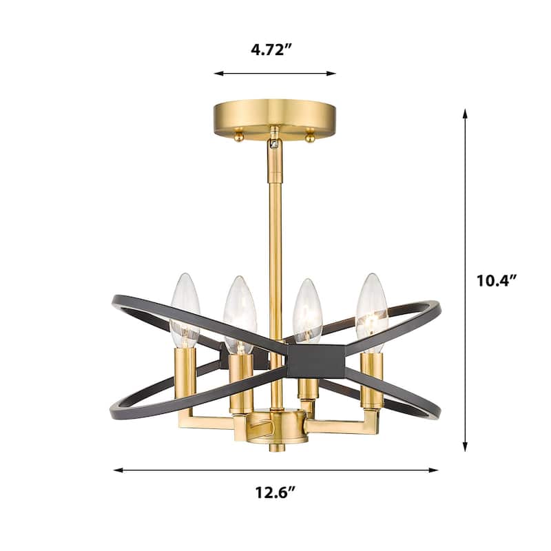 4-Light Semi Flush Mount Light Fixture Chandelier