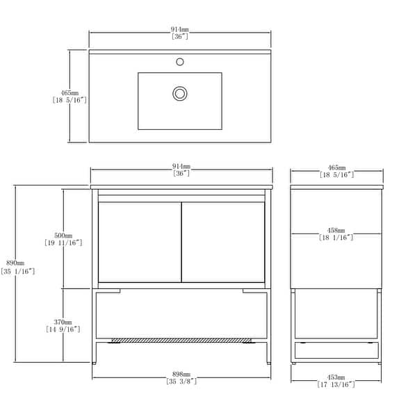 JIVOIT Modern Bathroom Storage Cabinet, 36''Bathroom Vanity Set With Undermount Sink, Solid Wood Frame Bathroom Cabinet With 2 Drawers And 2 Cabinets, Adjustable Shelf (Wood * 05