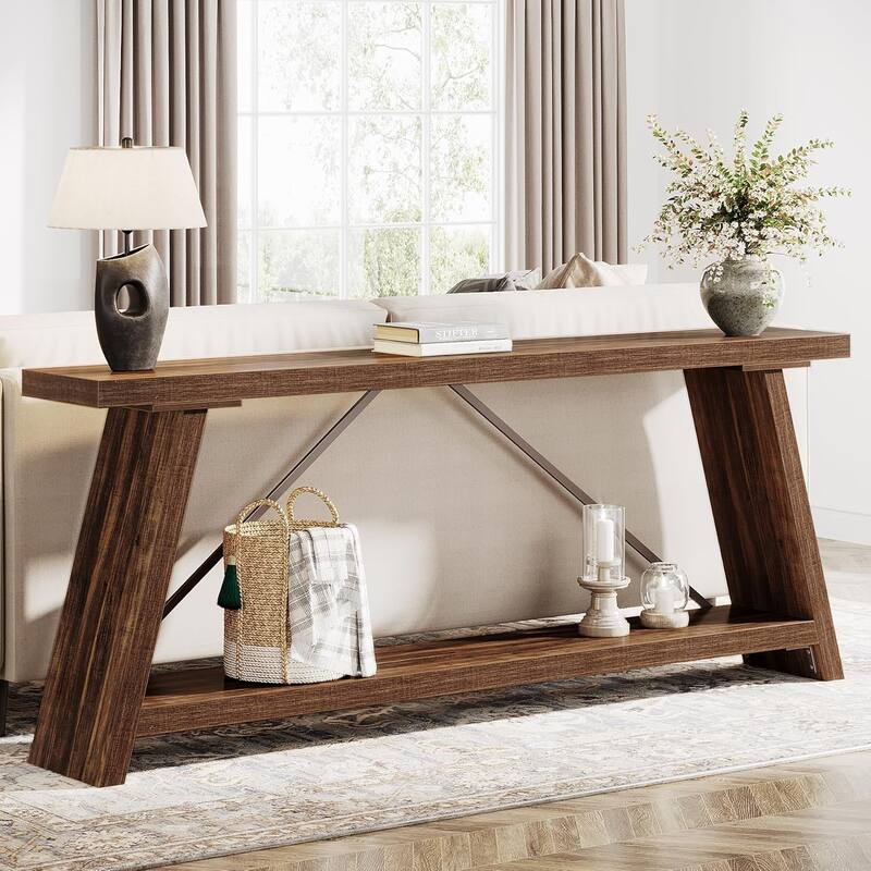 70.9 Inches Extra Long Console Table with Storage, Industrial Sofa Table Behind Couch