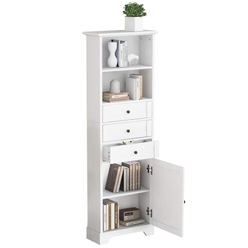 Tall Storage with 3 Drawers and Adjustable Shelves for Bathroom