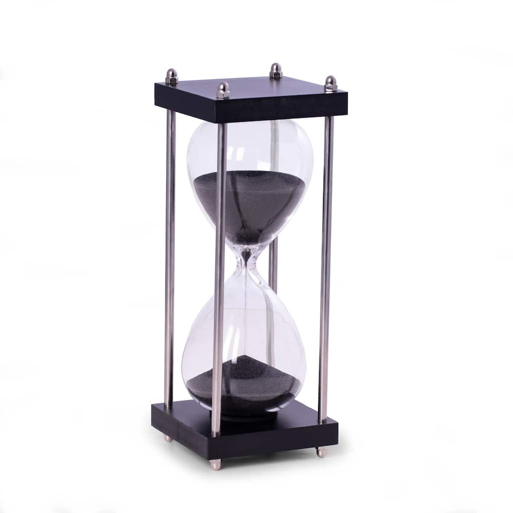 30 Minute Sand Timer with Black Wood and Black Sand