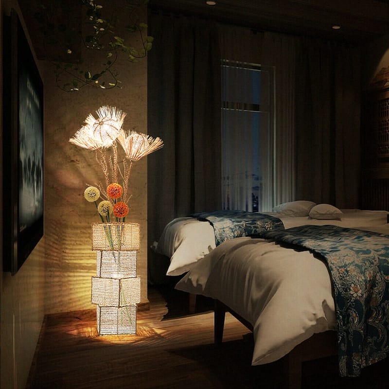 LED Tree Floor Lamp Rattan Flower Art Lamp Decorative Light - 11 in. x11 in.x 52 in.