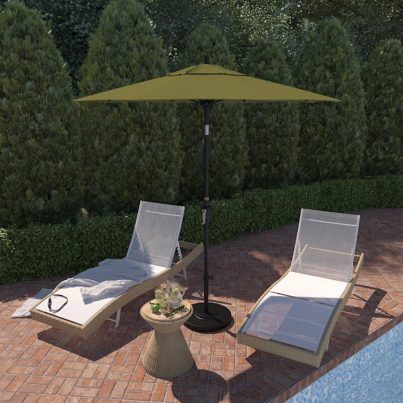 California Umbrella 7.5' Rd. Aluminum Patio Umbrella, Crank Lift with Push Button Tilt, Black Finish, Pacifica Fabric