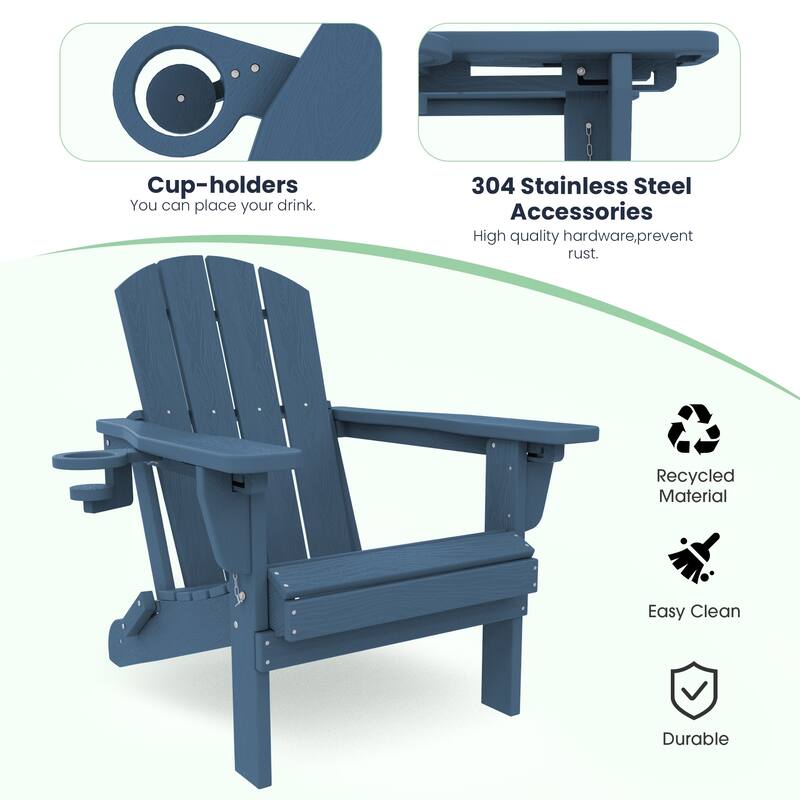 5-Piece Adjustable Plastic Patio Adirondack Chairs With Side Table Set