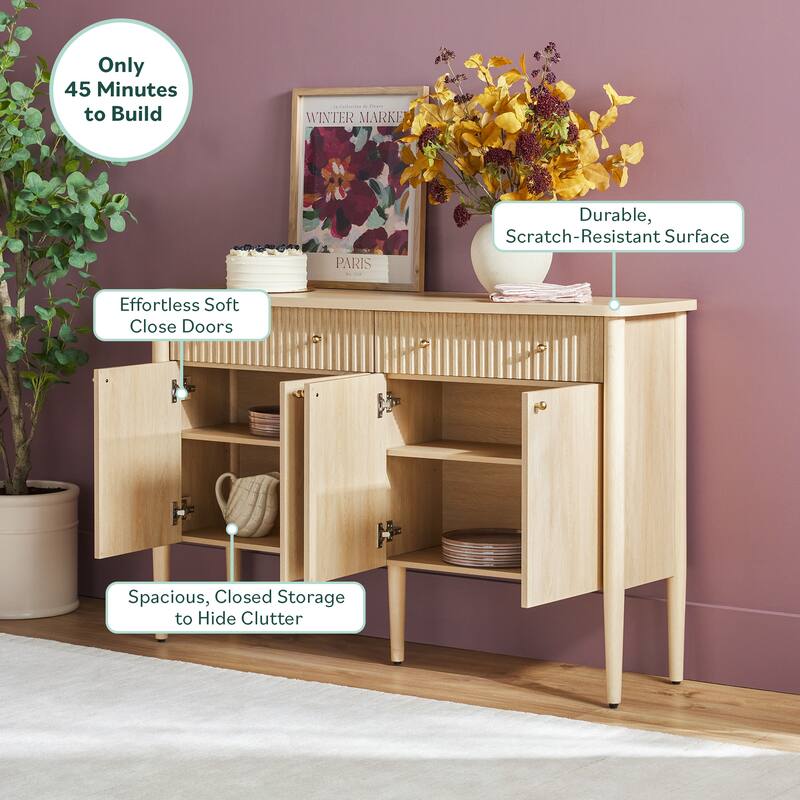 Walker Edison Modern Fluted Wood Buffet Sideboard with Storage