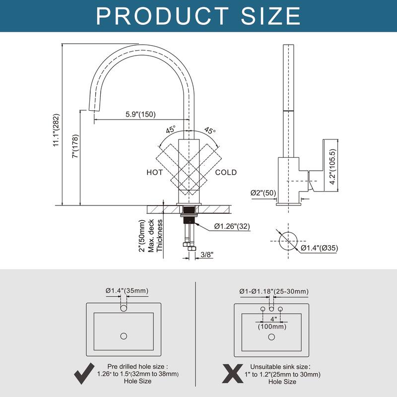 WOWOW Single-Handle Bar Faucet with Swivel Spout