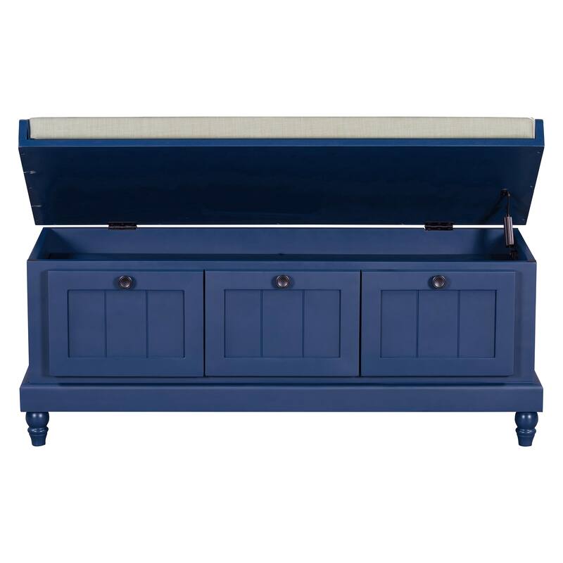 Shoe Bench Entryway Storage Bench w/ Lift Top Cushion Seat & 3 Drawers
