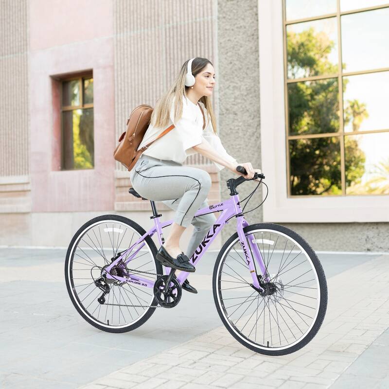 7 Speed Hybrid Bike Double Disc Brakes 700C Road Bike