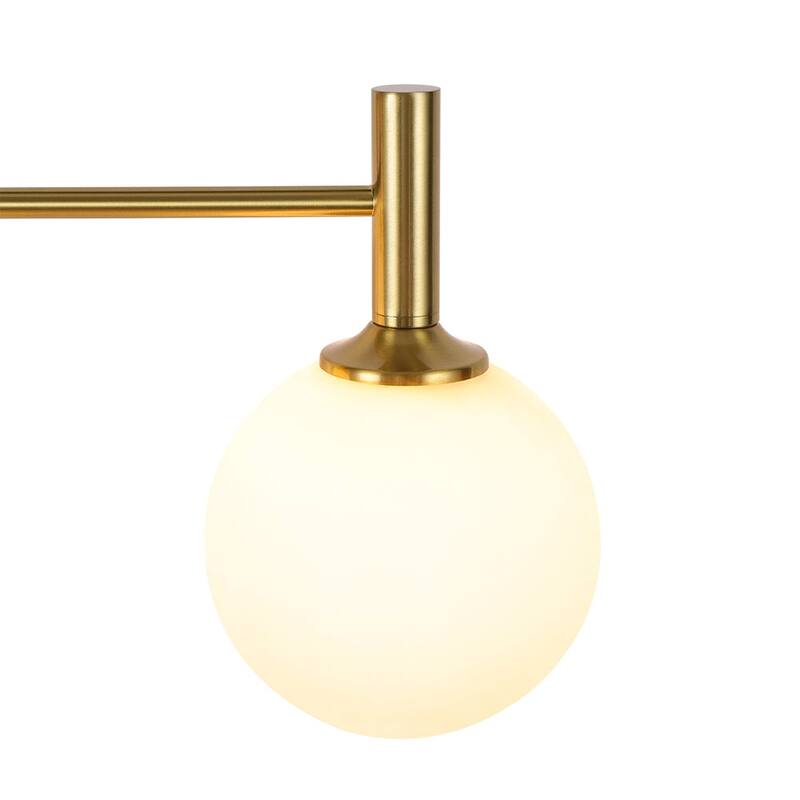 4-Light Brushed Brass Glass Globe Vanity Wall Lamp Bathroom Sconce