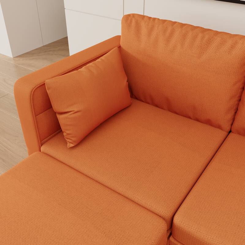 6-Seat U-Shaped Modular Reversible Sectional Sofa with Storage Ottoman
