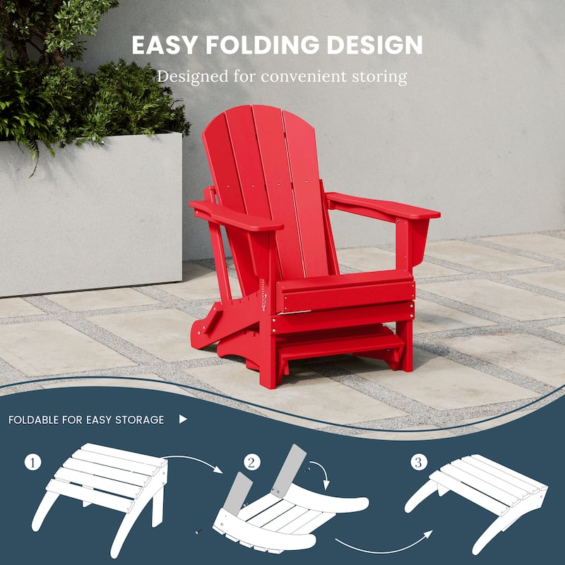 Polytrends Laguna Hdpe All Weather Outdoor Patio Foldable Ottoman