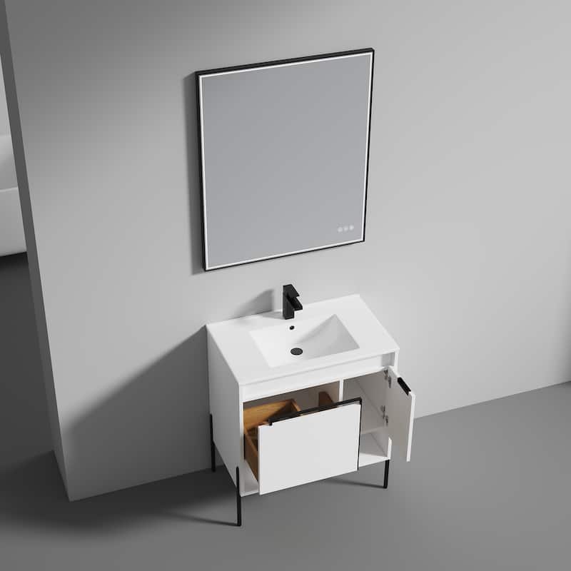 Blossom Turin 30 Inch Freestanding Bathroom Vanity with Ceramic Sink