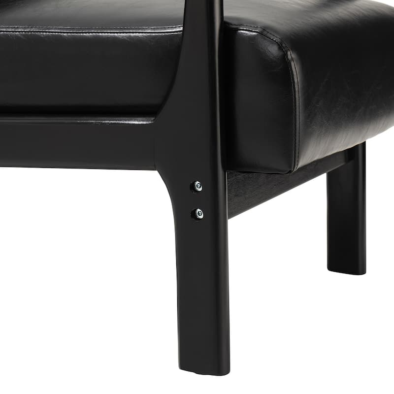 Glitzhome Set of 2 30.75"H Mid-Century Modern PU Leather Accent Chairs with Cushion - 25.75"W x 33.75"D x 30.75"H