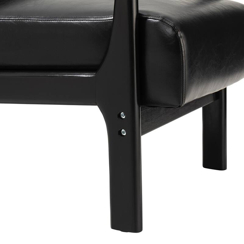 Glitzhome Set of 2 30.75"H Mid-Century Modern PU Leather Accent Chairs - 25.75"W x 33.75"D x 30.75"H