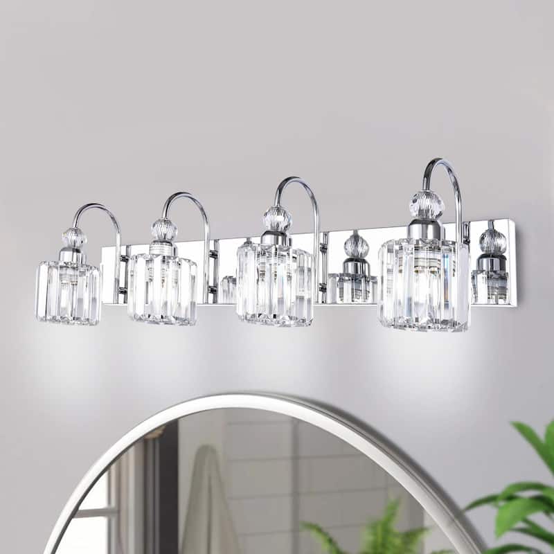 3/ 4 - Light Modern Glam Luxuriou Dimmable Crystal Bathroom Vanity Light Linear Wall Light
