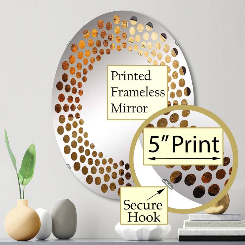 Designart "Bronze Brilliance Symetry" Abstract Shapes Brown Wall Mirror - Modern Large Mirror For Living Room