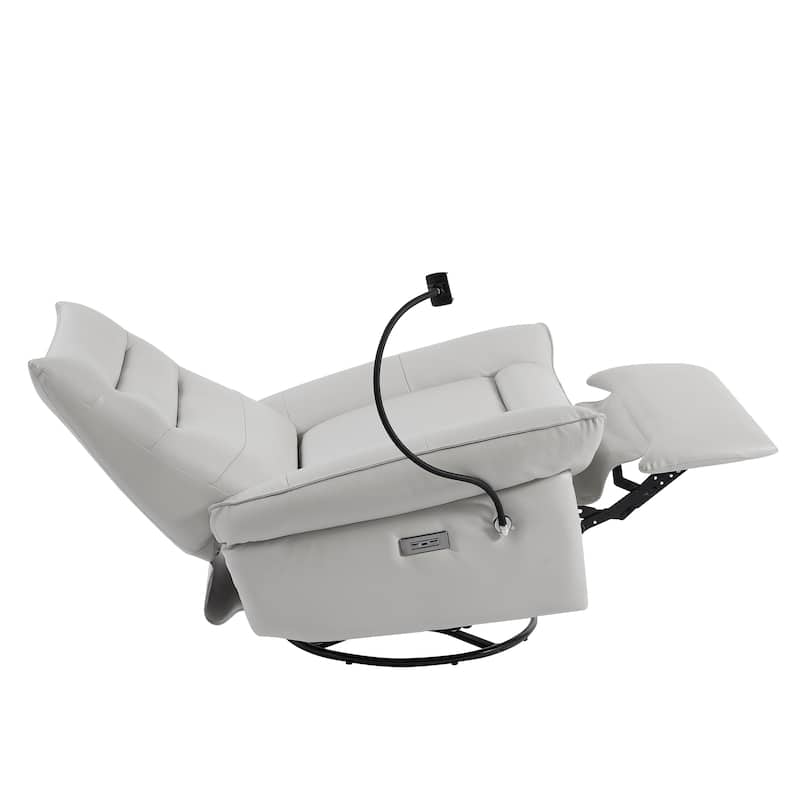 Genuine Italian Leather Match Power Swivel Rocker Recliner (Set of 2)