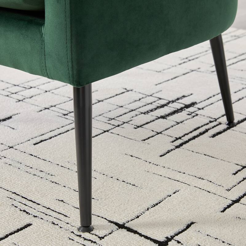 Roomfitters Velvet Accent Chair, Modern Open Back Barrel Armchair with Metal Legs for Living Room, Bedroom or Dining Room