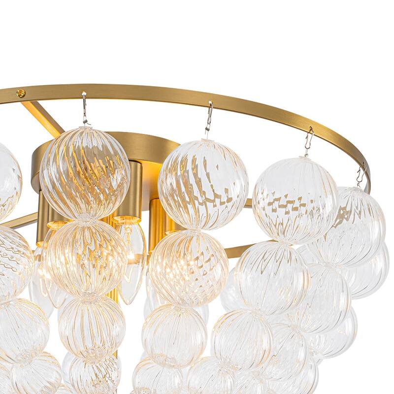Glam 6-Light Twisted Glass Globe String Flush Mount - 19.7in