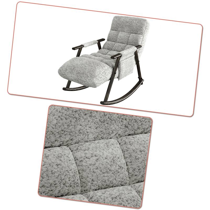 Modern Classic Fabric Upholstered Rocking Chair with Storage Pocket
