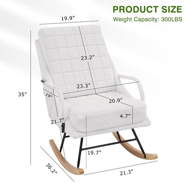 dimension image slide 1 of 2, Javlergo Nursery Rocking Chair Upholstered Modern Rocking chair with Wingback & Armrest Tall Back Accent Glider Rocker Chairs