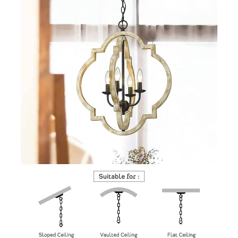 Farmhouse Wood Chandelier Light Fixture