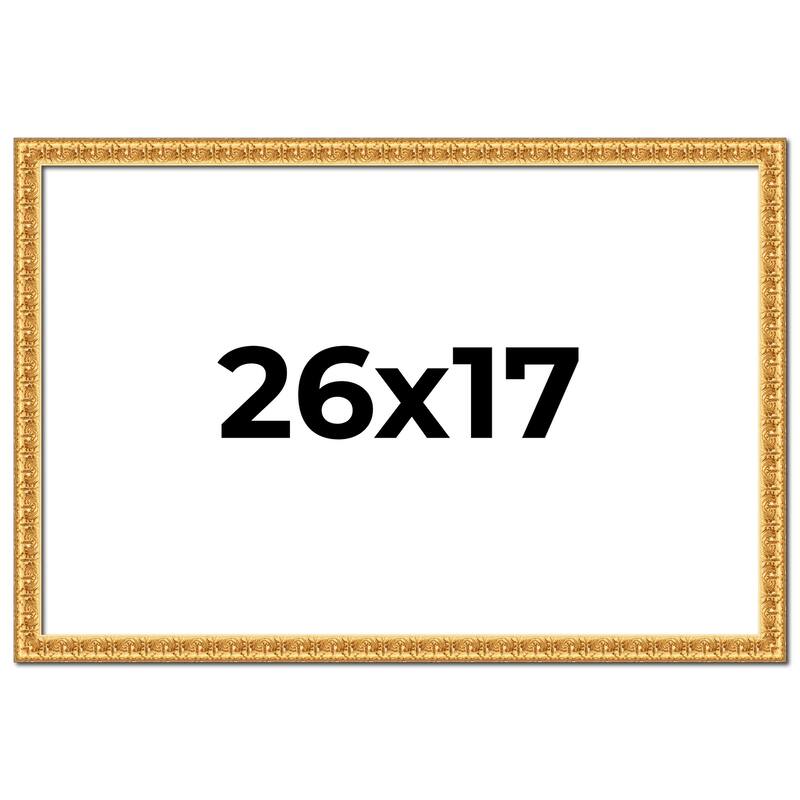 26x17 Frame Gold Real Wood Picture Frame Width 1 inches | Interior