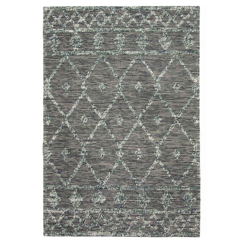 ECARPETGALLERY Braid weave Sienna Teal Wool Rug - 5'3 x 7'7 - Teal - 5'3 x 7'7