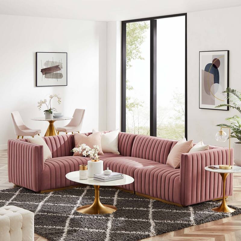 Conjure Channel Tufted Performance Velvet 4-Piece Sectional