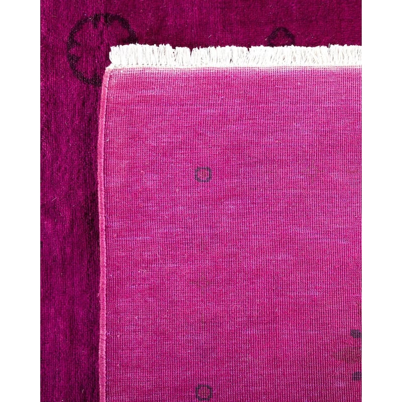 Overton Hand Knotted Wool Vintage Inspired Modern Contemporary Overdyed Plum Area Rug - 12' 2" x 14' 10"