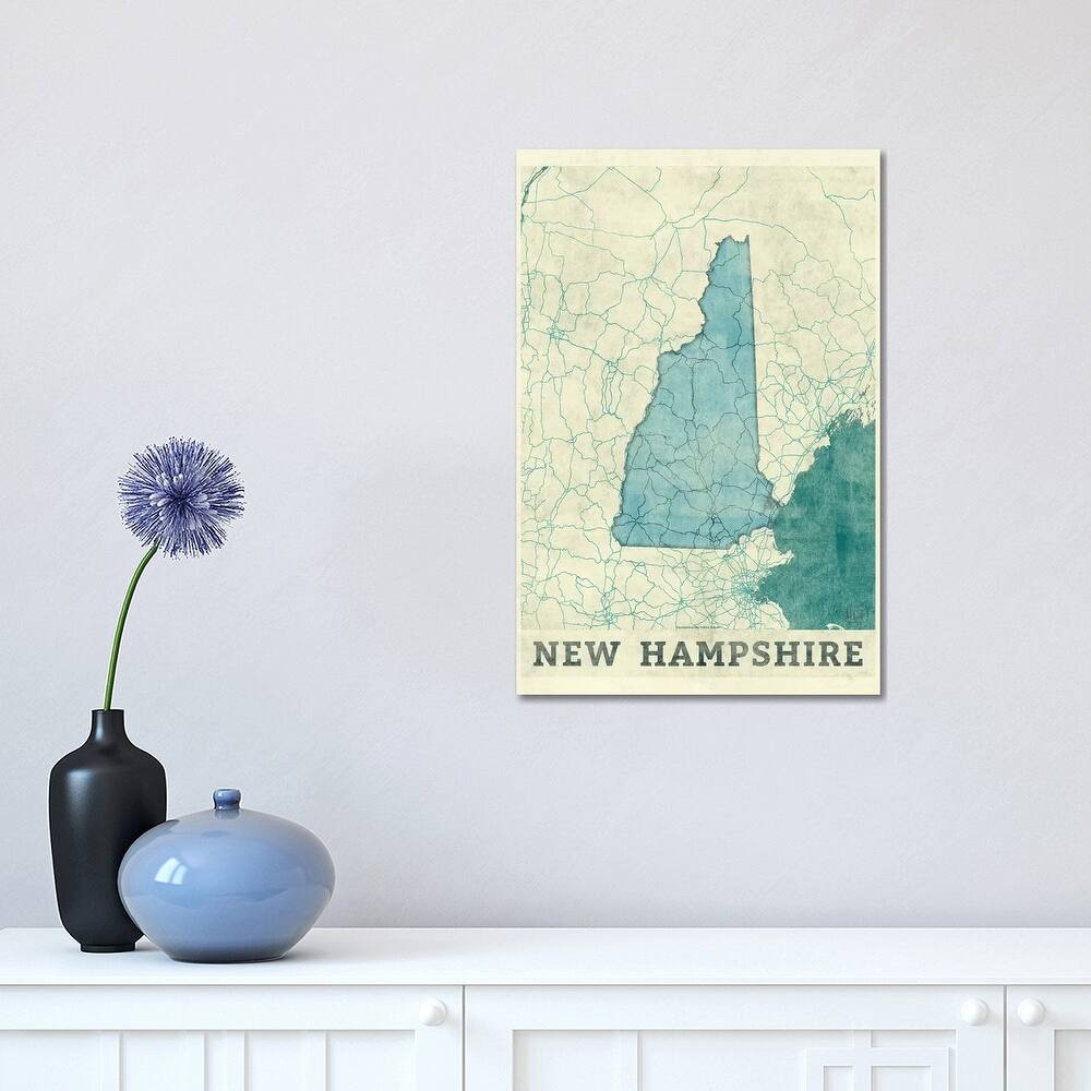 iCanvas "New Hampshire Map" by Hubert Roguski Canvas Print