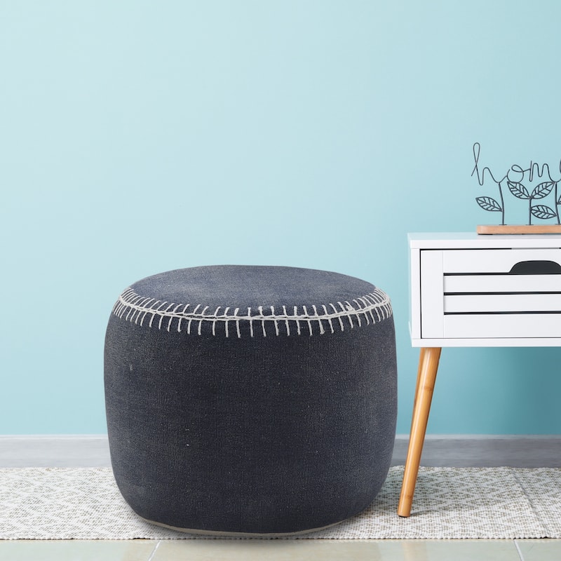 Sevita Handcrafted Embroidered Border Pouf
