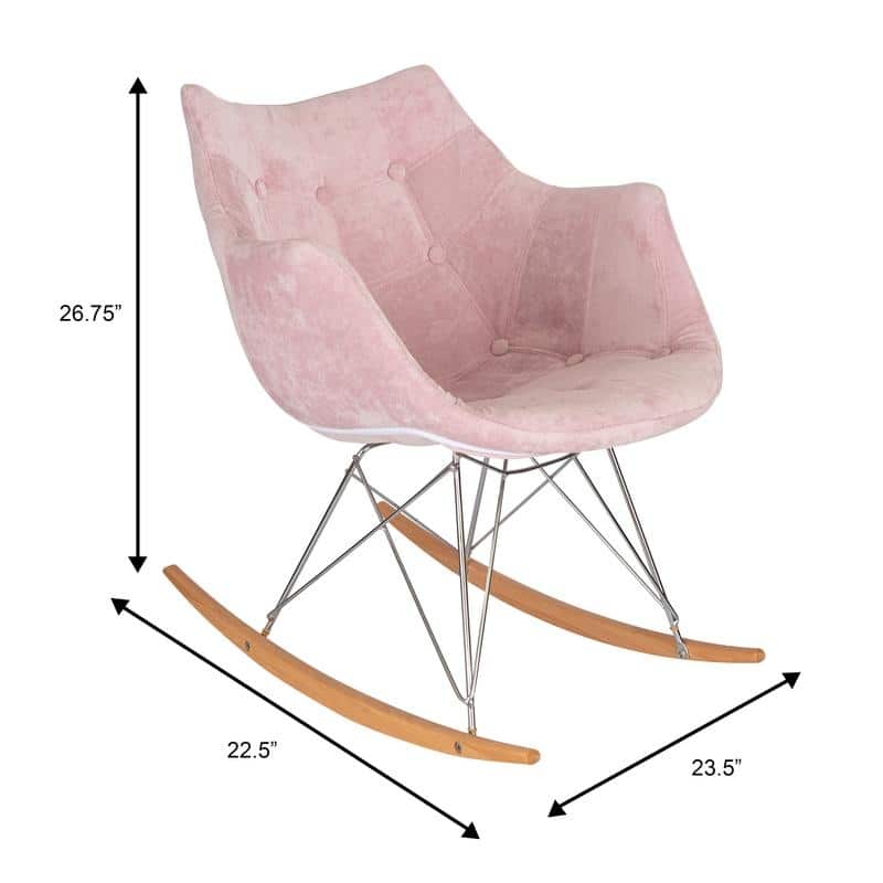 Willow Modern Velvet Upholstered Rocking Nursery Chair - Mid Century Accent Armchair for Home Living Bedroom Indoor & Outdoor