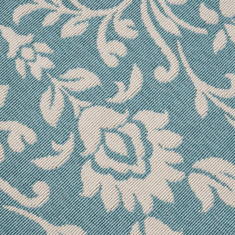 Sea Foam Outdoor Botanical Area Rug, Blue and Ivory by Christopher Knight Home