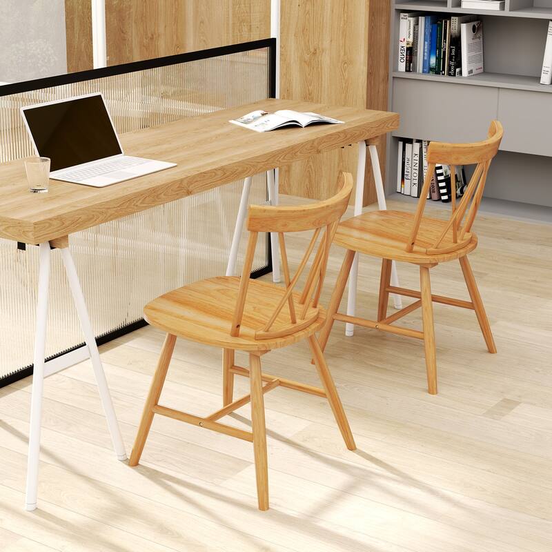 Costway Dining Chairs Set of 2/4 Farmhouse Kitchen Chair with Rubber