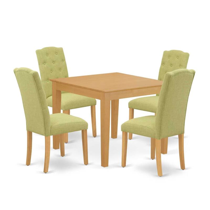 HomeStock 5-Pc Natural Oak Finish Solid Wood Top-Square Dining Room Set-Seats 4