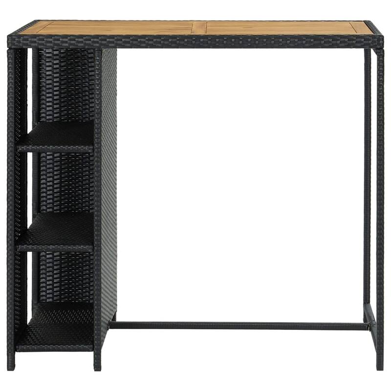 vidaXL Bar Table with Storage Rack Black 47.2"x23.6"x43.3" Poly Rattan