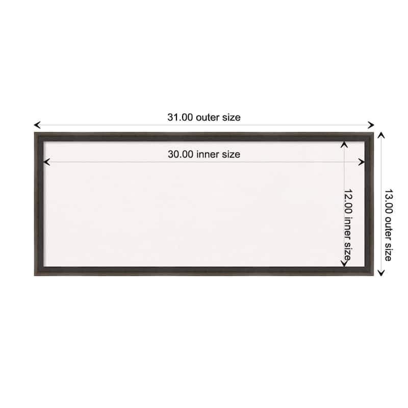 Hardwood Wedge Wood Framed White Corkboard Bulletin Board - Hardwood Wedge Chocolate - Board Size 30x12
